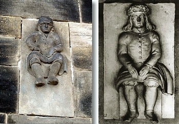 Früheres und heutiges Brückenmännchen an der Augustusbrücke