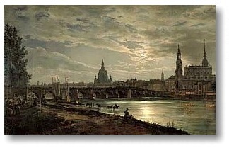 Johann Christian Clausen Dahl - Blick auf Dresden bei Vollmondschein