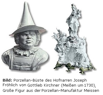 Porzellan-Büste des Hofnarren Joseph Fröhlich von Gottlieb Kirchner, Große Figur aus der Porzellan-Manufaktur Meissen