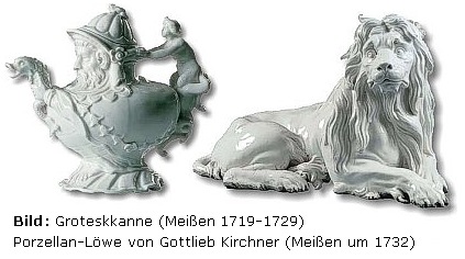Groteskkanne aus Meißner Porzellan, Porzellan-Löwe von Gottlieb Kirchner
