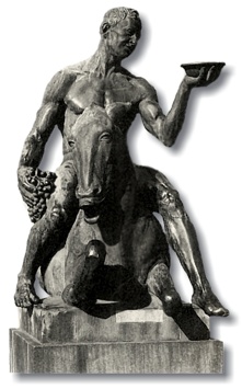 Skulptur "Bacchus auf einem trunkenen Esel reitend" am Neuen Rathaus